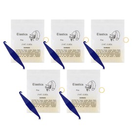 500 Pcs 1/4 Inch Orthodontic Elastic Rubber Bands, 5 Pack Free Elastic Placer for Braces, Medium 3.5 Ounce Rubberbands Dreadlocks Hair Braids Fix Tooth Gap, Dental Rubber Bands