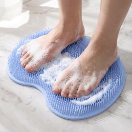 Upgraded Version Shower Foot Scrubber Mat, TPR, 11.81 x 8.66 Inches, with Non-Slip Suction Cups, Exfoliating Massage Pad for Feet & Back