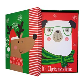 The Seasonal Shop Christmas Nesting Gift Boxes with Lids for Presents or Decorations Around Your Home or Office. Set of 5 Stackable Nested Gift Wrap Boxes from (Reindeer)