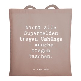 Mr. & Mrs. Panda Tote Bag Saying Nicht alle Superhelden tragen Halsge - Manche tragen Taschen. Gift, Laptop Bag, Lovely Design, Special Occasions, Fabric Bag, Shopper, Jute Bag, Fam-br - Brown, Hand