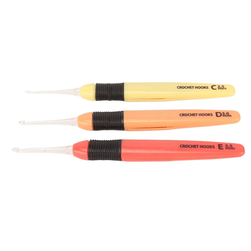 3 Pcs Lighted Crochet Hooks Set 2.5mm 3.0mm 3.5mm Lightweight
