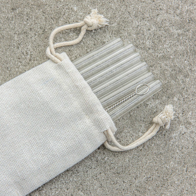 Simplifi It Clear Glass Cocktail Straw Set with Nylon Cleaning