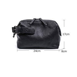 Whatna hs-1514 2-Way Handle, Drum Type, Cowhide Leather, Second Bag, Men's Bag, Clutch Bag, Small Box Type, Double Zipper, Thick, Book, Leather, Wedding, Formal, Business, Funerals, For Men,