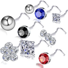 Nose Rings Studs L Nose Studs Screw Nose Rings 20g Bone Nose Studs for Women Titanium Steel, Titanium, no gemstone