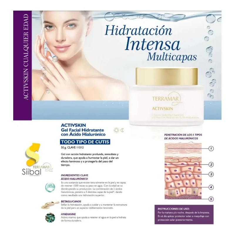 Activskin Gel Hidratante Ácido Hialurónico Terramar / 50 G Todo