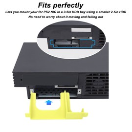 2 PCs Hard Drive Bracket for PS2, 2.5 Inch to 3.5 Inch Internal Hard Drive Spacer for PS2 SCPH 30000 SCPH 50000 Console, HDD SSD 3D Printed Mounting Bracket, Easy to Install (Yellow)