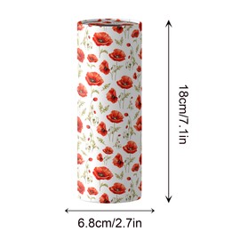 4 Pcs Poppy Floral Round Tissues Box Car Holder Set - Red Poppies Flowers Travel Tubes for Car with 50 Sheets Cylinder Face Towel Containers | 2.7" x 7.1" Cup Holder Fit for Car, Travel, Home, Office