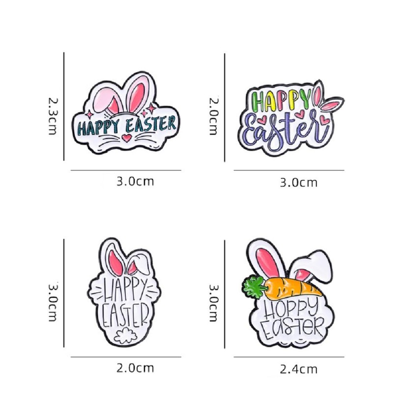 Happy Easter Rabbit Brooch Pins Cute Bunny Brooches Set Easter