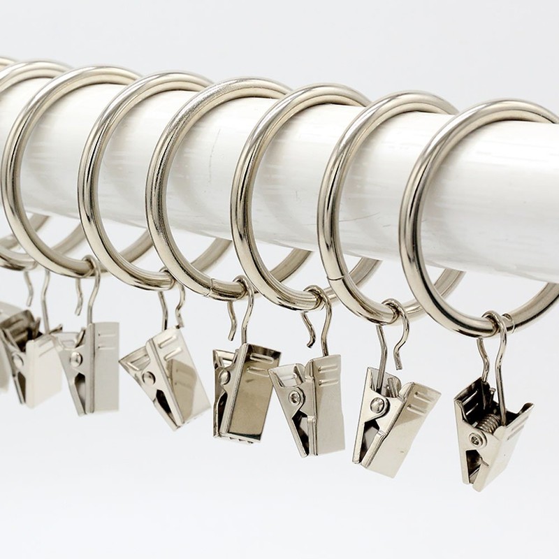 Coideal Silver Curtain Ring Clips with Hook, 30 Pack Rustproof