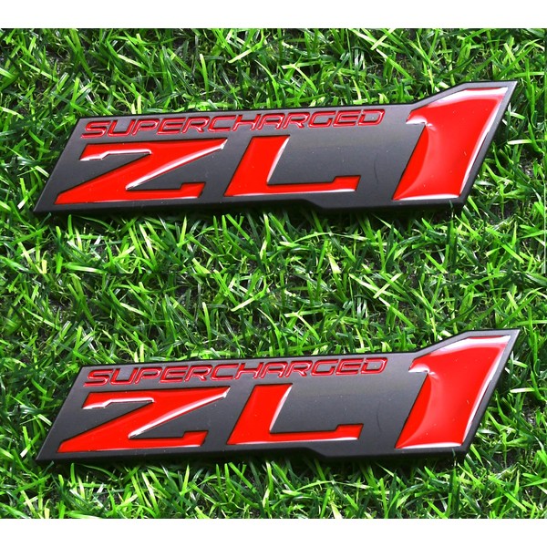 2pcs ZL1 Supercharged Emblem Engine Hood Badge Decal Replacement for
