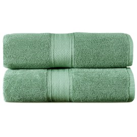 HILLFAIR 600 GSM- 40 x 80 Inches- 100% Cotton 2 Pc XXL Oversized Bath Towel Set- Soft Highly Absorbent Jumbo Bath Sheets Towels Sets- Quick Dry Oversized Sheets Towel Sets for Hotel Spa Pool- Sage