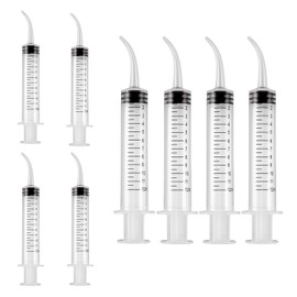 GUZHAIREN 8 Pack Dental Irrigation Syringe 12ml Dental Syringes Disposable Graduated Syringe Cleaning Syringe Oral Irrigator Syringe Feeding Injection Tool with Curved Tip Syringe for Tonsil Stones