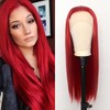 Red Lace Front Wig for Women Long Straight