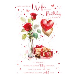 Cherry Orchard Wife Birthday Card Stylish Female Birthday Greeting Card -From, Comes complete with Envelope