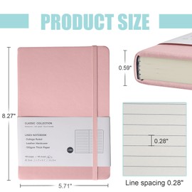 EMOMAS Lined Journal Notebook, (pink), 160 Pages, Medium 5.7 inches x 8 inches - 100 gsm Thick Paper, Hardcover