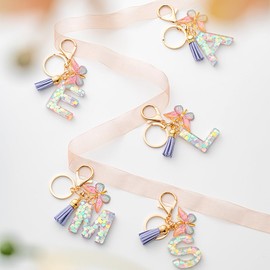 MORSUNBELA Keyring Letter Keyring Girl Key Ring Initial Letter Keyring Butterflies for Women, Violet c, S