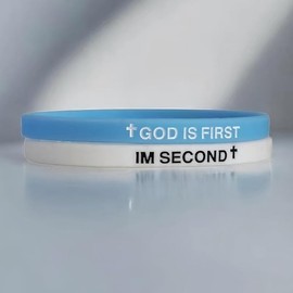 GIKILEE God Is First Bracelet Christian Rubber Cross GOD IS FIRST IM SECOND Religious Faith Bible Verses Bracelet for Women Men Motivational Encouragement Gifts -Set 03