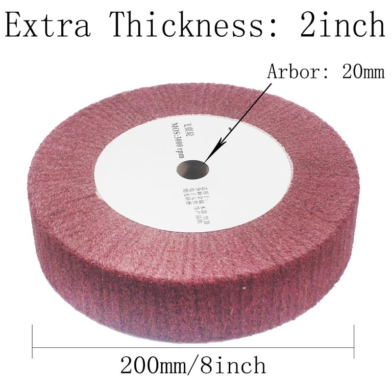JUNLIXN 8'' X 2'' Extra Thick Non-Woven Polishing Wheels 320