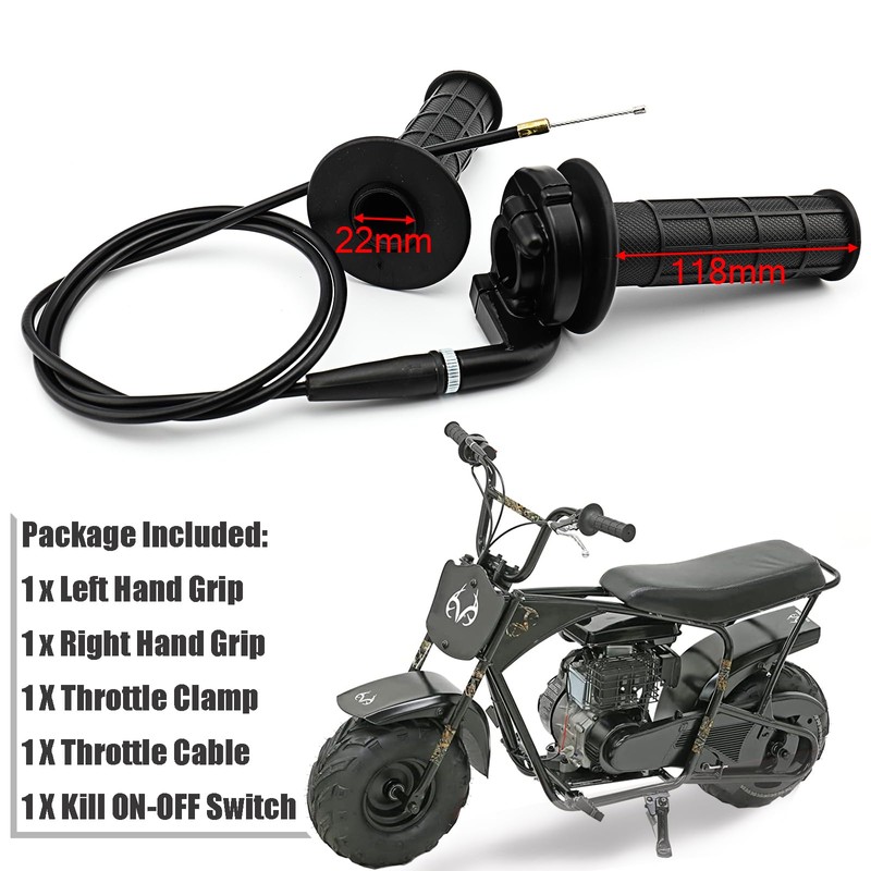22mm 7/8" Twist Throttle Accelerator Handle (Grip + Cable +