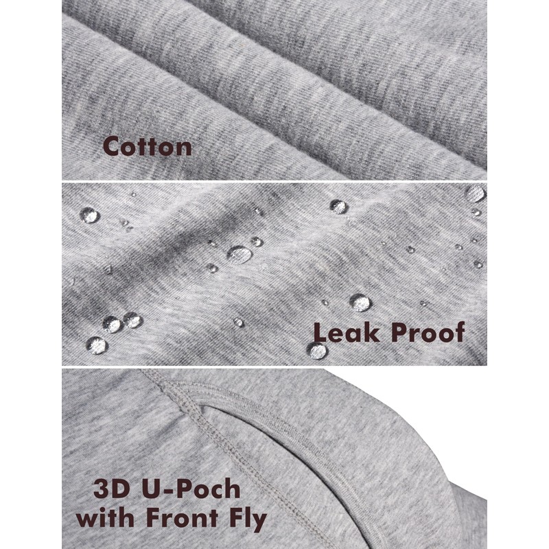 AIRCUTE Men Urine Incontinence Underwear Fly Front Opening Absorbent Leak
