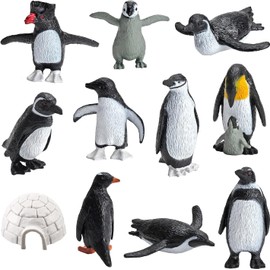 Guyode Pack of 11 Penguin Figures, Cute Mini Penguin Toy, Simulation Representation, Sea Animals Figures, Various Shapes for Boys and Girls, Home Decoration