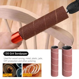 Sxhlseller Spindle Sander Adapter 1.5 Inch with Key and 10 Pieces Sandpaper (5L + 5S) - Durable Aluminium Alloy Drill Sanding Mandrel Kit for Wood Metal