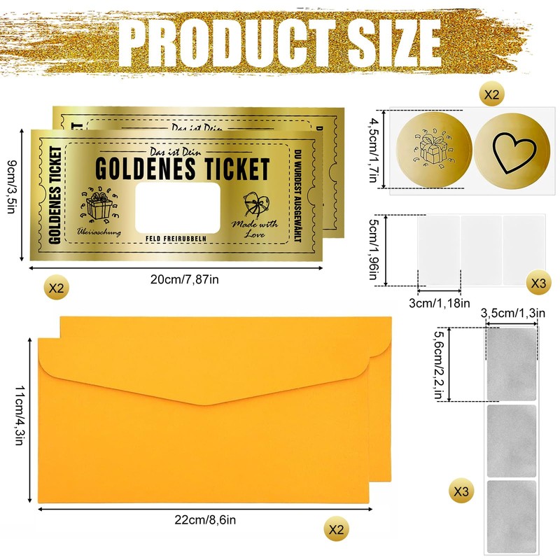 EOPUOZS 2 x Golden Ticket, Scratch Cards to Write Yourself,