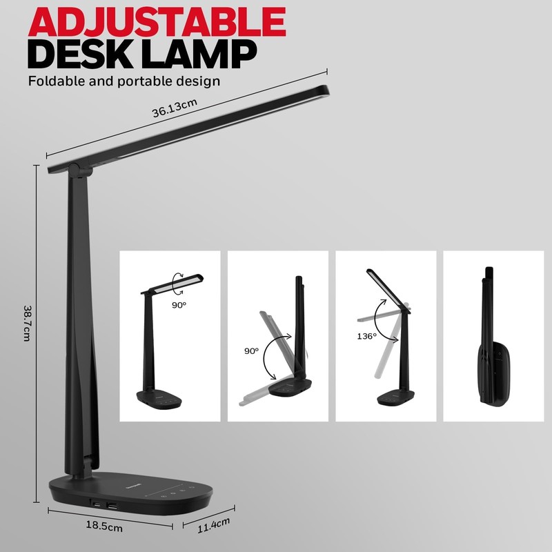Honeywell HWT-H2 LED Desk Lamp, CRI94 Full Spectrum Eye-Caring Table
