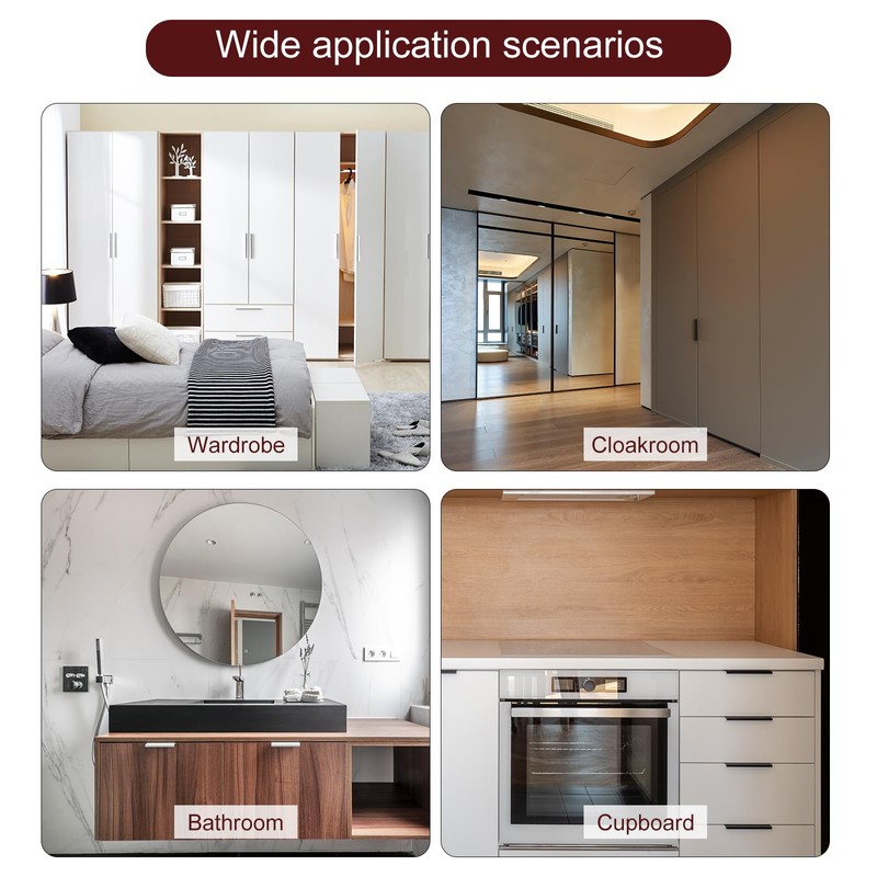 sourcing map Cabinet Finger Edge Pull, 6pcs 250mm/9.84 Aluminum Alloy