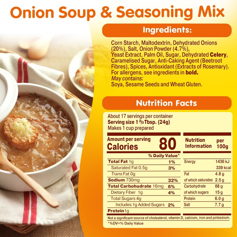 Osem Onion Soup Mix, Savory Flavor, 14.1oz (Pack of 2)
