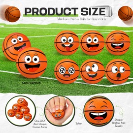 Arrowbash 24 Pcs Mini Face Basketball Stress Balls for Boys Girls Basketball Stress Balls Face Squeeze Balls Foam Balls for Stress and Anxiety Relief Balls for Party Favors Birthday Gift Decoration