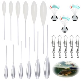 Fhioevt Sbirolino Fishing Accessories Set 6 Spirolino Sinking 6 Sbirolino Floating (6g 8g 10g 12g 15g 20g) 5 Triple Swivels & 3 Line Stoppers Fishing (S) for Seichter & Ground Fish