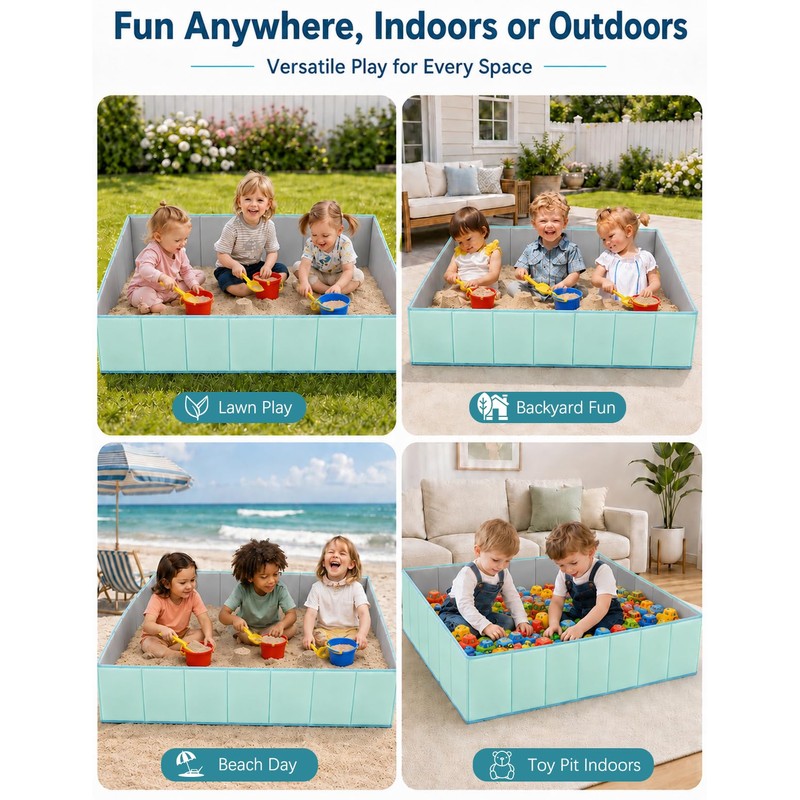 50" Foldable Sandbox for Outdoor, Heavy Duty Oxford Cloth Portable