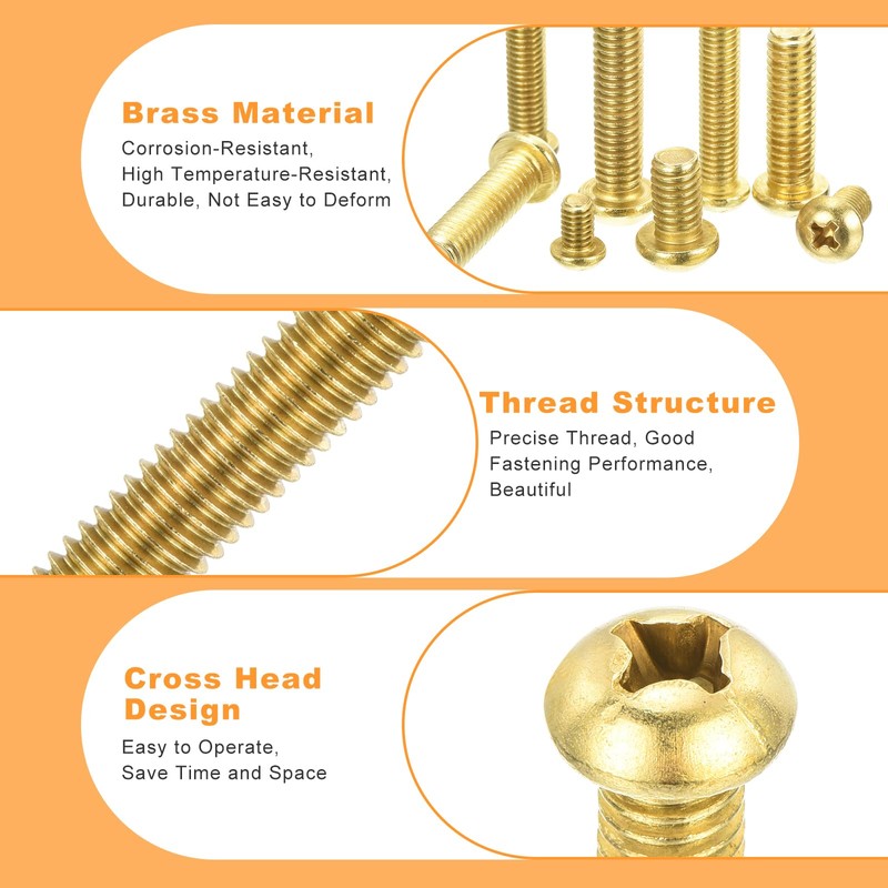 uxcell 20Pcs Brass Machine Screws, M4x6mm Phillips Pan Head Fastener