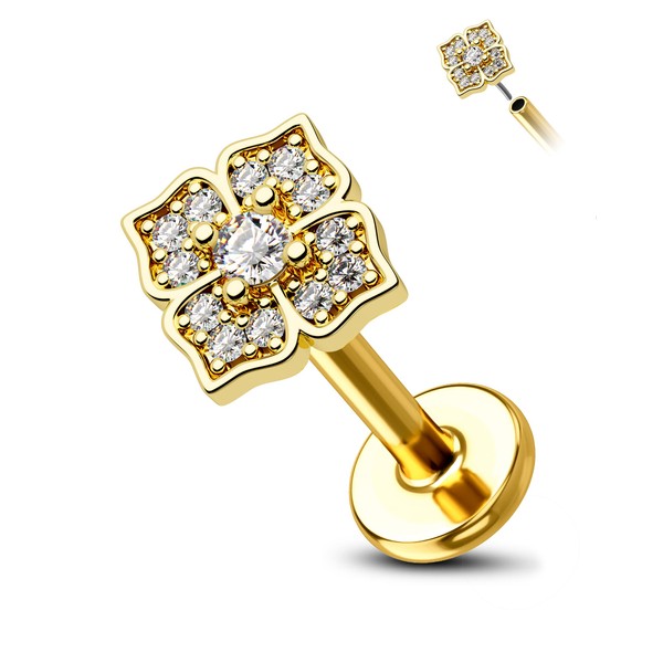 COCHARM 14K Solid Gold Push Pin Helix Tragus Earring Stud
