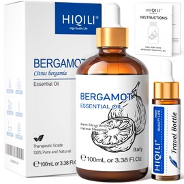 HIQILI Bergamot Essential Oil, Aromatic Deodorizer, 100% Pure & Natural - 3.38 oz