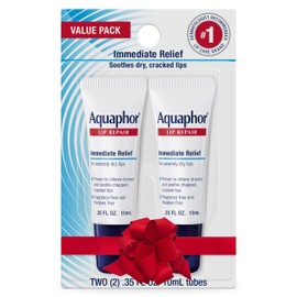 Aquaphor Lip Repair Ointment, Moisturizing Lip Balm Pack, Relieves Dryness, Holiday Gifts for Self Care, 0.35 Tube, Pack of 2