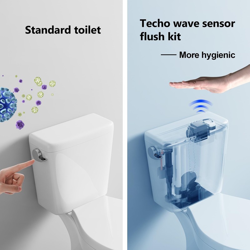 Techo Touchless Toilet Flush Kit, Adjustable Sensor, 1256315 Adapt k1954,