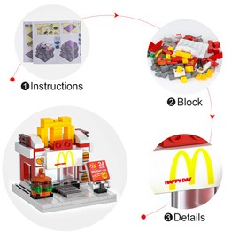 8 Packs Mini City Shop Street View Building Blocks Kit,MOC Construction Creative Educational Kit with Hair Salon & Café Store,Girls Boys Dream Toy Set,Christmas Birthday Party Favors for Kids