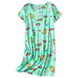 PNAEONG Amoy madrola Women's Cotton Nightgown Sleepwear Short Sleeves Shirt Casual Print Sleepdress XTSY108-Beach-L