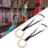 1 Pair Wooden Gymnastic Rings with Adjustable Buckle Straps 330lbs