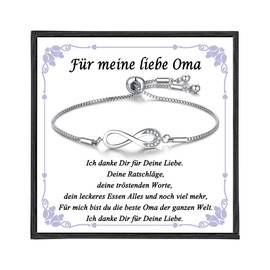 USEEDOVIA Infinity Sign Bracelet for Grandma, Infinity AAA Cubic Zirconia Jewellery Adjustable Infinity Family Gifts for Grandmother Mother's Day Gift Birthday Gift, Stone