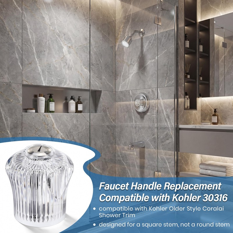 Avenuebool Faucet Handle Replacement Compatible with Kohler 30316, Acrylic Single