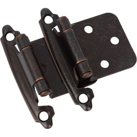 Decobasics Oil Rubbed Bronze Cabinet Hinges for Kitchen Cabinets (10 Pair -20 Pcs) -1/2" Overlay -Self Closing Cabinet Hinges Flush Mount w/Cupboard Silicon Bumpers & Upgraded Screws