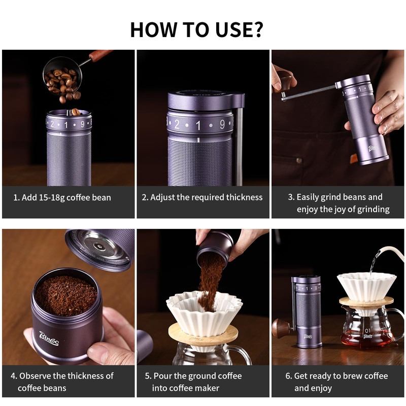 Manual Coffee Grinder with Foldable Handle, Conical Burr Coffee Grinder