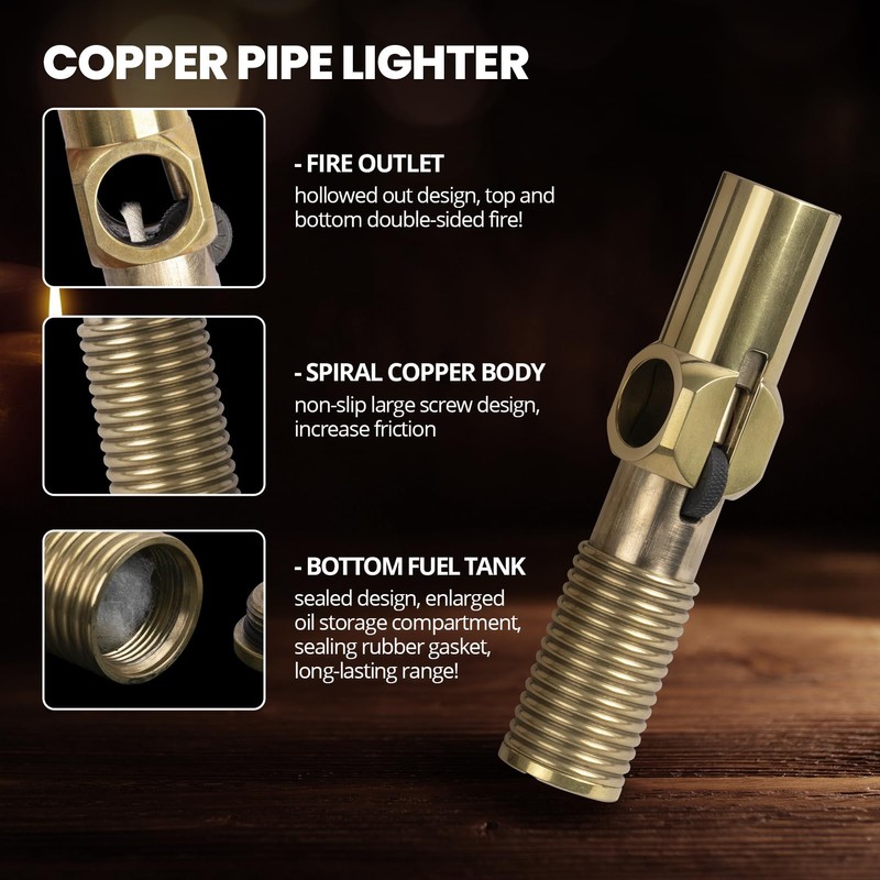 CHOICEDC Vintage Trench Lighter, Cool Lighters, Novelty Copper Pipe Lighter