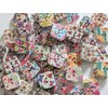 Assorted Floral Wooden Square Buttons, Pack of 25, 19mm
