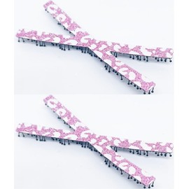 KAMIPITA Glitter (Cross(X), Small Leg Tangles,Glittery material sparkling cutely) Stick-on Hair Accessories (2, Pink, 2.95 * 1.18inches)