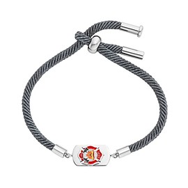 Herzengel Boys Children's Bracelet Made of Stainless Steel, Recycled Polyester and Enamel Pendant, Sliding Clasp, Adjustable Length, Nickel-Free, Stainless Steel Polyester Stainless steel enamel