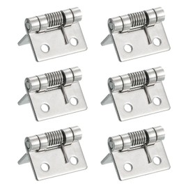 uxcell 6Pcs Spring Hinge, 1" Length 304 Stainless Steel Spring Loaded Hinges, Self-Closing Cabinet Hinges for Left and Right Hand Doors Cabinet Closet DIY Hardware, Silver (Interior)